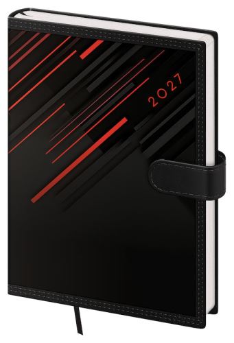 Denní diář A5 2027 – Tone červený, magnetické zapínání, ohebné desky