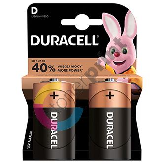 Baterie alkalická, velký monočlánek, D, 1.5V, Duracell, blistr, 2-pack, 42342, Basic