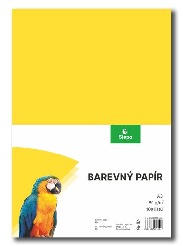 Barevný papír A3, 80g, žlutý, 100 listů