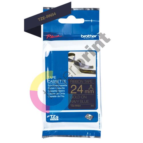 Páska Brother TZE-RN54, 24mm, zlatý tisk/tmavě modrý podklad 1