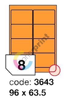 Samolepící etikety Rayfilm Office 96x63,5 mm 300 archů, fluo oranžová, R0133.3643D 1