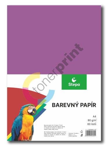 Barevný papír A4, 80g, mix 12 barev, 60 listů