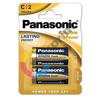 Baterie alkalická, malý monočlánek, C, 1.5V, Panasonic, blistr, 2-pack, Alkaline Power