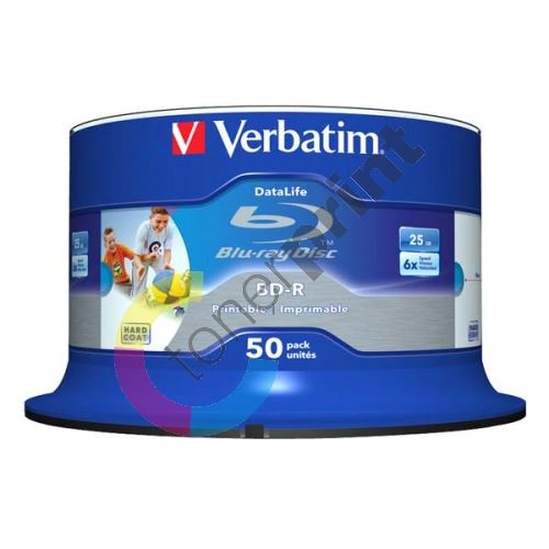 Verbatim 25GB BD-R SL, Hard Coat Wide Inkjet Printable, spindle, 43812, 6x, 50-pack 1