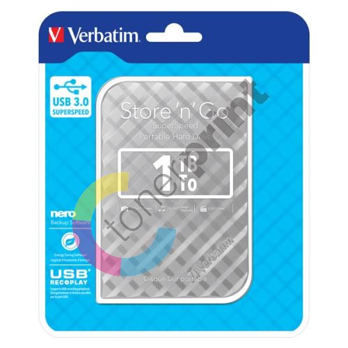 Verbatim Store n Go 1TB, Externí HDD 2,5" USB 3.0, 53197, stříbrný 1