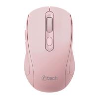 Bezdrátová ergonomická optická myš C-TECH WLM-12PK, Bluetooth 5.0 + USB, 1600 DPI, růžová
