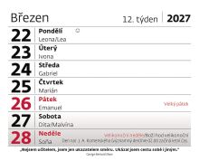 Stolní kalendář 2027 – Vlčí máky plánovací týdenní kalendář (1)