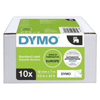 Páska Dymo D1 12 mm x 7m, černý tisk/bílý podklad, 2093097, 10ks