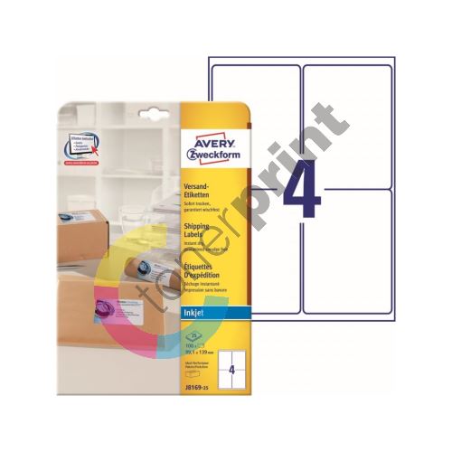 Etikety na balíky 99,1 x 139 mm, 25 listů A4 Inkjet J8169-25 1