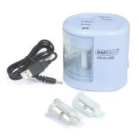 Elektrické stolní ořezávátko Rapesco PS12-USB, USB/baterie, 2 otvory, modré (4)
