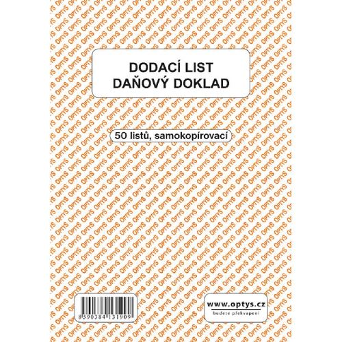 Samopropisovací dodací list A5 – daňový doklad, 50 listů OP1319