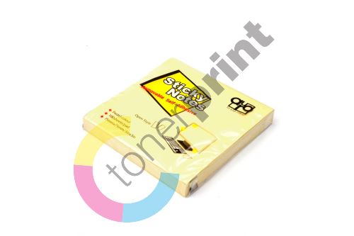 Samolepící bloček Auro 75x75mm, žlutý, 100 lístků