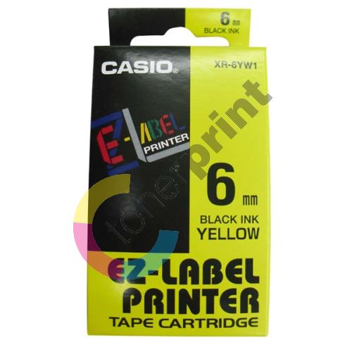 Páska Casio XR-6YW1, 6mm, černý tisk/žlutý podklad, originál 1