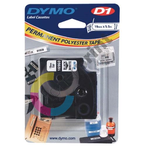 Páska Dymo D1 19mm x 3,5m, černý tisk/bílý podklad, 16960, S0718070 1