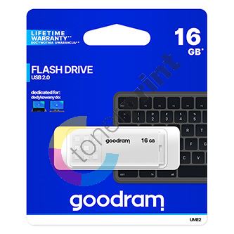 Goodram USB flash disk, USB 2.0, 16GB, UME2, bílý, UME2-0160W0R11, USB A, s krytkou