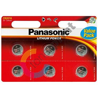 Baterie lithiová, CR2016, 3V, Panasonic, blistr, 6-pack