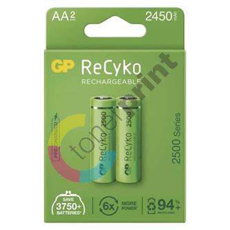 Nabíjecí baterie, AA (HR6), 1.2V, 2450 mAh, GP, papírová krabička, 2-pack, ReCyko