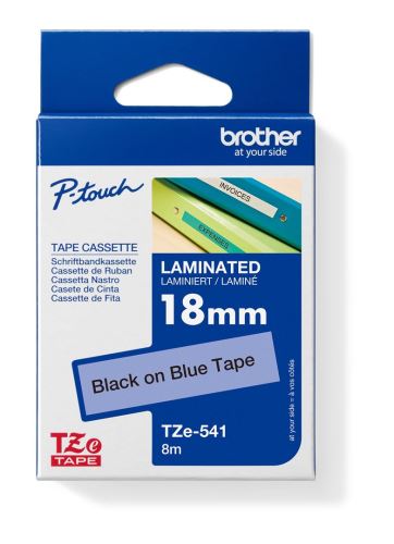 Páska do štítkovače Brother TZe-541 18mm černý tisk/modrý podklad