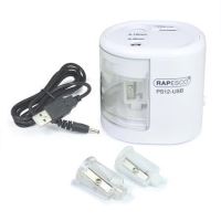 Elektrické stolní ořezávátko Rapesco PS12-USB, USB/baterie, 2 otvory, bílé (4)