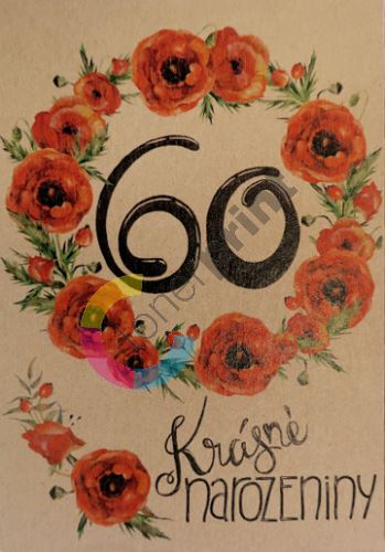 Přáníčko BeBechy – recyklovaný papír - 60 narozeniny