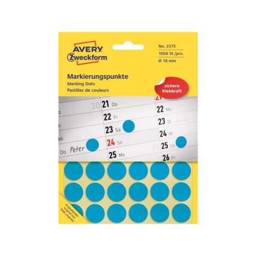 Etikety na ruční popis kolečko průměr 18 mm - modré - 3375 1