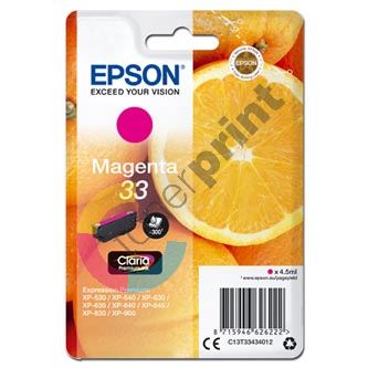 Inkoustová cartridge Epson C13T33434012, Expre. Home XP-530, XP-630, magenta, 33, originál