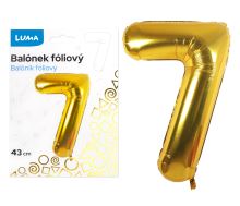 Balónek foliový č. 7 ZLATÝ 43cm Balónek foliový č. 7 ZLATÝ 43cm