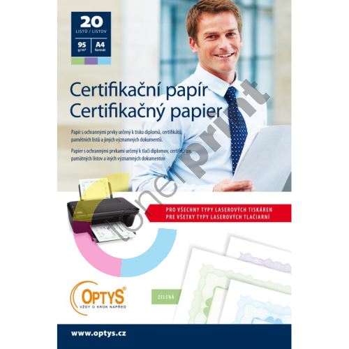 Certifikační papír A4, 20 listů, zelený, OP1577 1