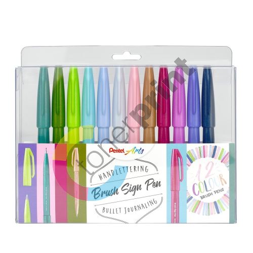 Pentel Brush Sign Pen touch SES15, sada 12ti odstínů 1