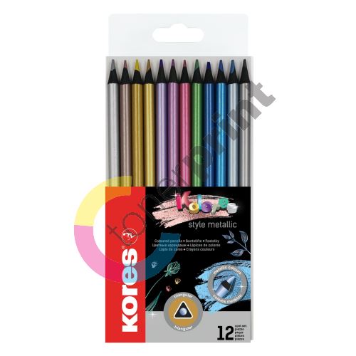 Pastelky Kores Kolores Style Metallic, trojhranné, 12 barev 1