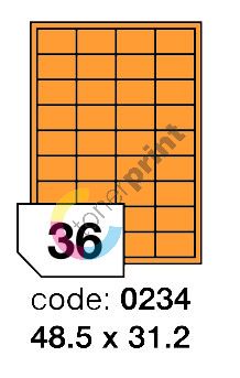 Samolepící etikety Rayfilm Office 48,5x31,2 mm 300 archů, fluo oranžová, R0133.0234D 1