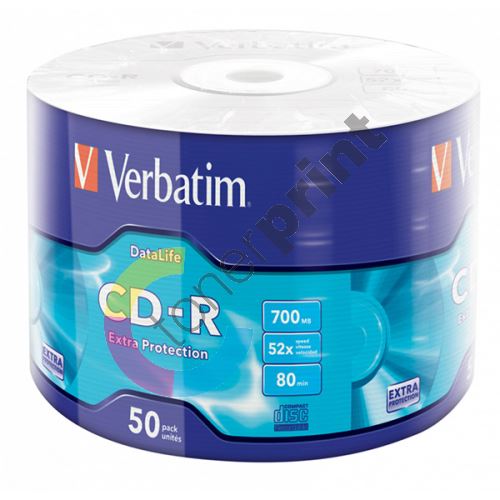 Verbatim CD-R, 43787, DataLife, 50-pack, 700MB, Extra Protection, 52x, 80min. 1