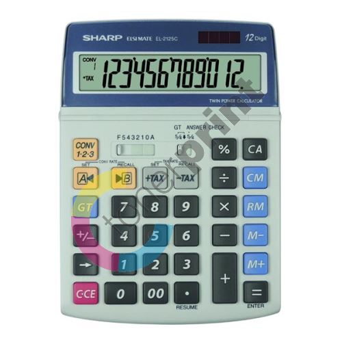 Kalkulačka Sharp EL2125C, šedá, stolní, dvanáctimístná 1