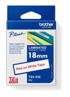 Páska do štítkovače Brother TZE-242, 18mm červený tisk/bílý podklad