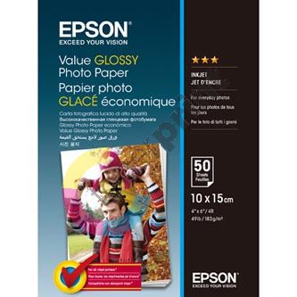 Epson Value Glossy Photo Paper, foto papír, lesklý, bílý, 10x15cm, 183 g/m2, 50 ks