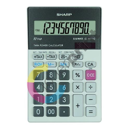 Kalkulačka Sharp ELM711GGY, šedá, stolní, desetimístná 1