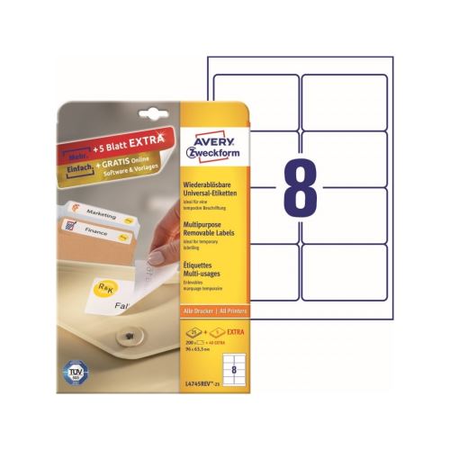 Snímatelné etikety AVERY Stick&Lift 96x63,5 mm A4 - L4745REV-25 1