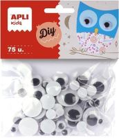 Kulaté oči Apli Moving eyes, mix velikostí, nelepicí, černé, 75 ks Kulaté oči Apli Moving eyes, mix velikostí, nelepicí, černé, 75 ks