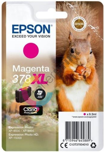 Cartridge Epson C13T37934010, magenta, 378XL, originál 1