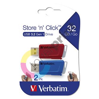 Verbatim USB flash disk, USB 3.0, 32GB, Store N Click, mix barev, 49308, USB A, s výsuvným