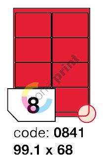 Samolepící etikety Rayfilm Office 99,1x68 mm 300 archů, fluo červená, R0132.0841D 1