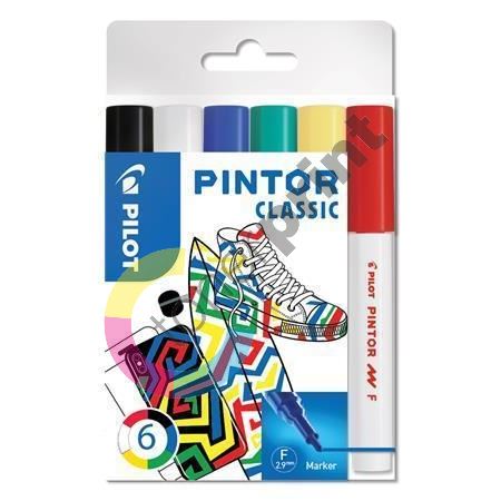 Set dekorativních popisovačů Pintor F, 6 barev klasik, 1 mm, PILOT 1