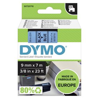 Páska Dymo D1 9 mm x 7m, černý tisk/modrý podklad, 40916, S0720710