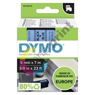 Páska Dymo D1 9 mm x 7m, černý tisk/modrý podklad, 40916, S0720710