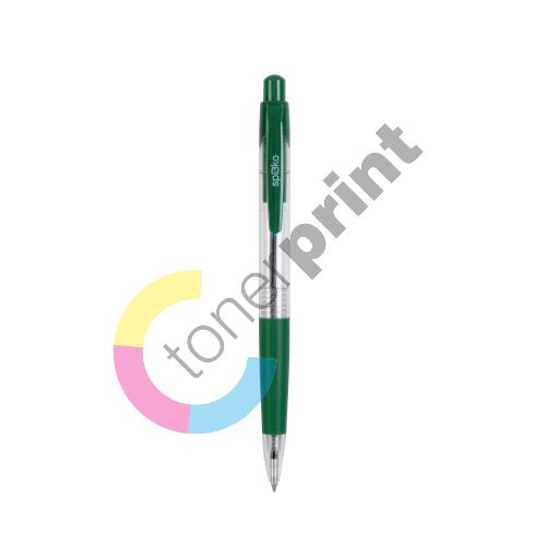 Spoko kuličkové pero S0112, průhledné, zelená náplň, zelené 1