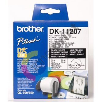 Etikety na CD Brother 58mm, bílá, filmová role, 100 ks, DK11207 1