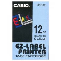 Páska do tiskárny štítků Casio XR-12X1 12mm černý tisk/průhledný podklad Páska do tiskárny štítků Casio XR-12X1 12mm černý tisk/průhledný podklad
