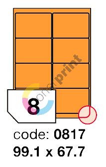 Samolepící etikety Rayfilm Office 99,1x67,7 mm 300 archů, fluo oranžová, R0133.0817D 1