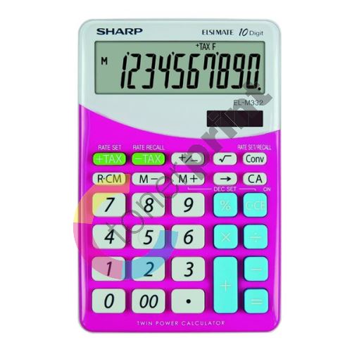 Kalkulačka Sharp ELM332BPK, růžovo-bílá, stolní, desetimístná 1