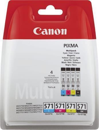 Inkoustové cartridge Canon CLI-571, 0386C005, C/M/Y/BK, 4 × 7 ml, originál